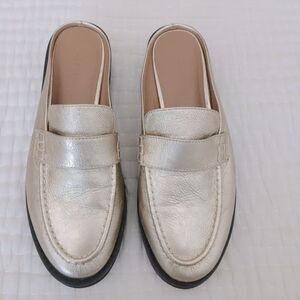 Aerosoles Una Loafer Gold Metallic Slip On Mules Soft Footbed Stylish Size 9.5